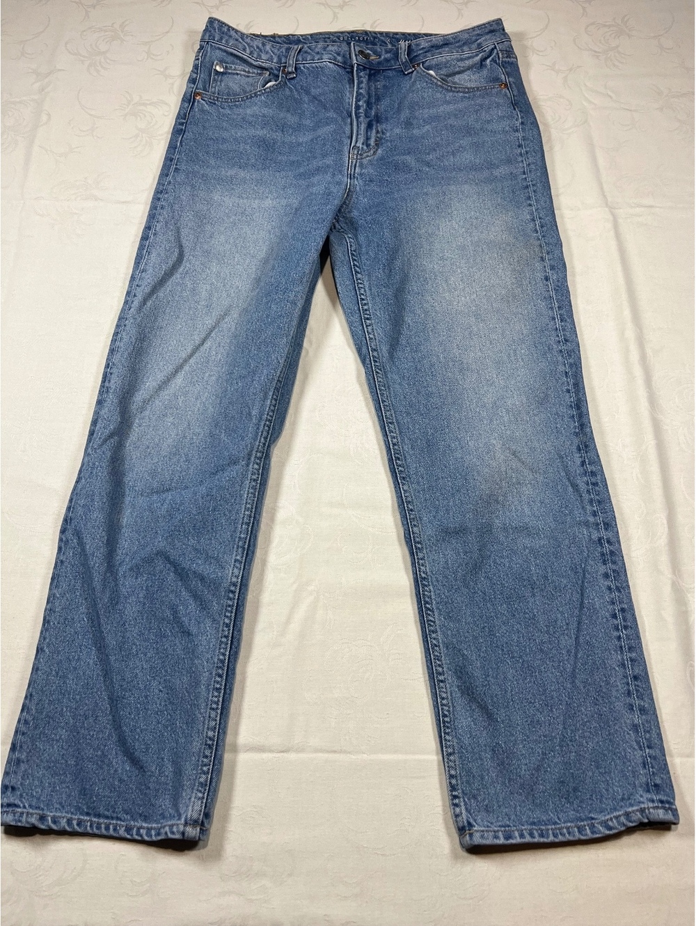 H&M Brock Collection Womans Medium Wash Straight Jeans High Rise Ankle Size 10